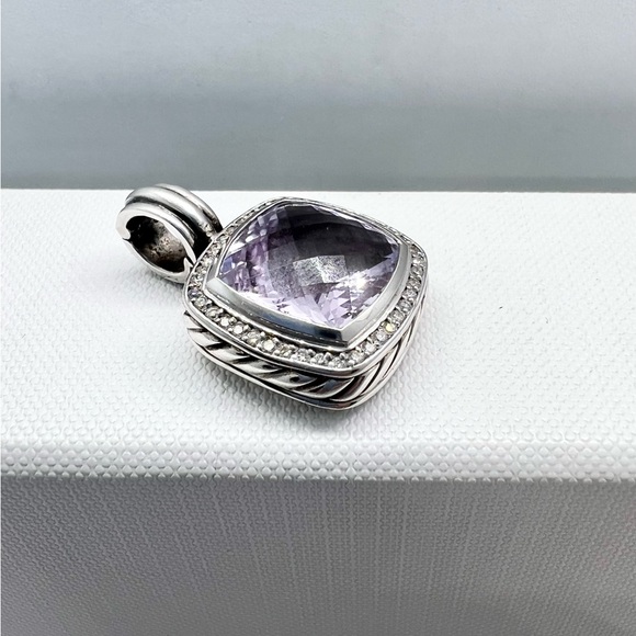 David Yurman Albion 14mm Lavender Amethyst Diamond Pendant Enhancer - Picture 9 of 14